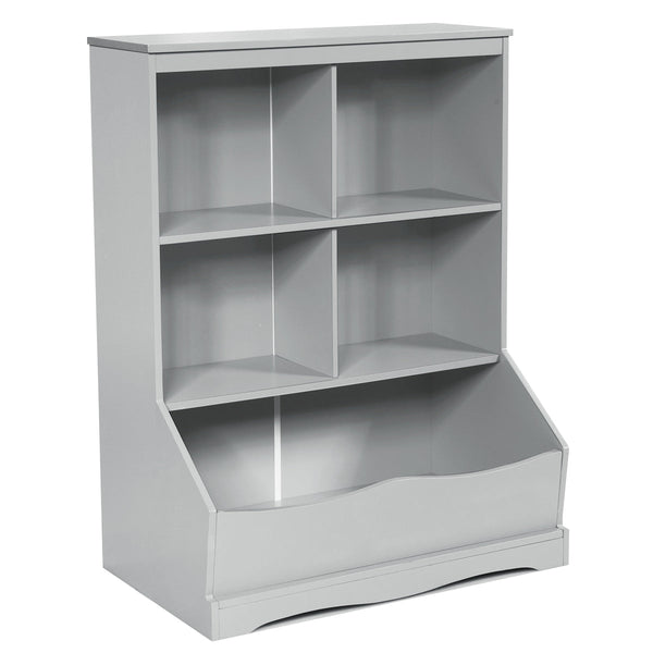 Grey Children's Bookcase - Toy Storage Organizer with Shelves and Compartments - Ideal for Room Clutter Reduction and Organization