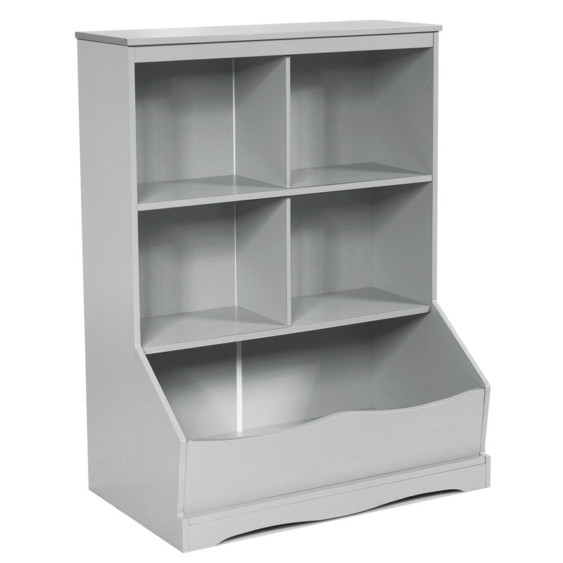 Grey Children's Bookcase - Toy Storage Organizer with Shelves and Compartments - Ideal for Room Clutter Reduction and Organization