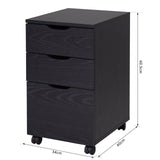 3-Drawer File Cabinet - Under Desk Storage for A4, Letter Documents, and Binders with Slide Wheels in Black Oak - Ideal for Office Organization
