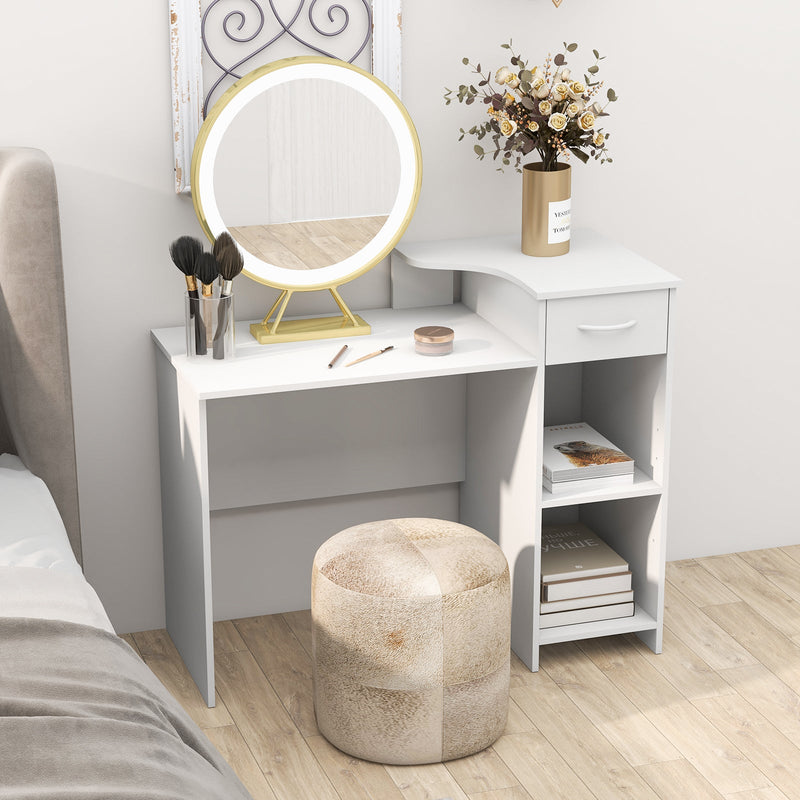 Adjustable Wood Computer Desk - Features Drawer, Adjustable Shelf, and Cable Management Hole - Ideal for Home Office or Student Use