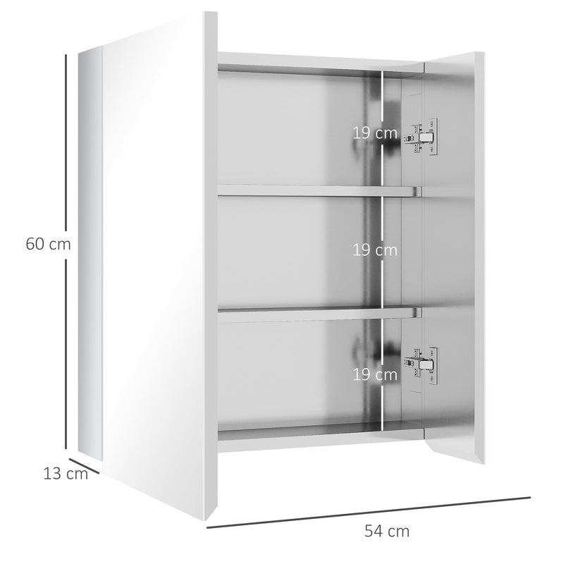 Wall-Mounted Mirror Cabinet - Bathroom Medicine Storage with Hinged Door, Multiple Shelves - Ideal for Organizing Toiletries and Laundry Essentials
