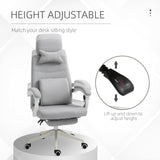 Adjustable Swivel Home Office Chair with Manual Footrest - Ergonomic Recliner Seat with Padding, Armrests, and 2 Pillows in Modern Grey - Ideal for Comfortable Working and Relaxation
