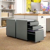 Vinsetto 3 Drawer Filling Cabinet, Mobile Metal File Cabinet with Anti-tilt Design for Letter, A4, Legal Size, Grey | Aosom UK