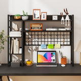 Desktop Bookshelf with 4 Open Storage Shelves for Computer Monitor Up to 32 Inch-
