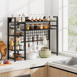 Desktop Bookshelf with 4 Open Storage Shelves for Computer Monitor Up to 32 Inch-