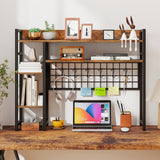 Desktop Bookshelf with 4 Open Storage Shelves for Computer Monitor Up to 32 Inch-