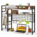 Desktop Bookshelf with 4 Open Storage Shelves for Computer Monitor Up to 32 Inch-