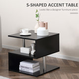 S-Shaped Wooden Table Set - 2-Tier Cube Coffee & Console Storage Shelves, Office Bookcase, Living Room Organizer - Versatile Display and Decor Solution for Modern Homes