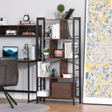 Vintage Industrial Storage Shelf - 4-Tier Bookcase & Kitchen Organizer with Metal Frame - Versatile Display Rack for Living Room & Study