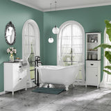 Freestanding Slim White Bathroom Cabinet - Tall Storage Cupboard with Adjustable Shelves and Drawer - Space-Saving Organizer for Bathroom or Living Room