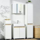 Adjustable 5-Tier Tallboy Bathroom Storage - Modern Freestanding Cabinet with Adjustable Shelves - Space-Saving Organizer for Toiletries and Towels