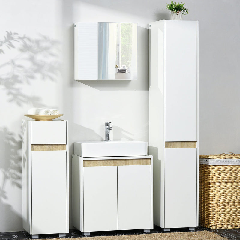 Adjustable 5-Tier Tallboy Bathroom Storage - Modern Freestanding Cabinet with Adjustable Shelves - Space-Saving Organizer for Toiletries and Towels