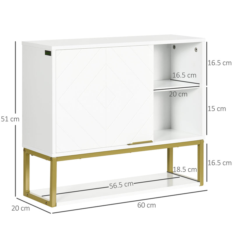 Over-The-Toilet Bathroom Wall Cabinet with Doors - Space-Saving Storage Shelves for Hallway and Living Room - Elegant White Organizer for Home Clutter Control
