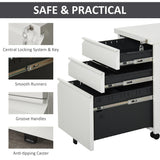 Mobile 3-Drawer Vertical File Cabinet - Lockable Rolling Storage Unit, Under Desk Design - Ideal for Home Office Organization