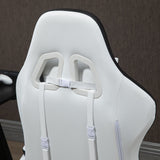 Racing Gaming Chair with 360° Swivel - Reclining PU Leather Computer Chair, Footrest & Removable Headrest in White and Black - Designed for Gamers and Home Office Comfort