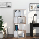 4-Tier Particle Board S-Shaped Bookcase - Modern Storage Display Shelving Unit - Elegant Room Divider for Home or Office Decor