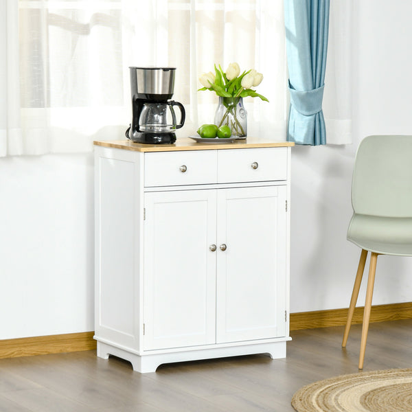 Solid Wood Top Kitchen Cabinet - Versatile Side Storage Cupboard with Adjustable Shelf and Drawer - Ideal for Dining and Living Room Organization