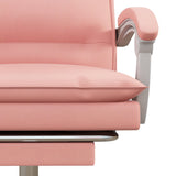 Ergonomic Heated Vibrating Massage Office Chair - Faux Leather Recliner with Footrest, Padded Armrests, Reclining Back, Double-Tier Cushioning - Comfort for Home Office Use in Stylish Pink