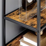 7-Tier Industrial Bookcase - Metal Shelving Unit with Rustic Brown Finish - Versatile Storage for Living Room, Home Office, and Bedroom