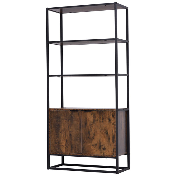 Freestanding Storage Organizer with 3 Open Shelves - Tall Cupboard & Multifunctional Rack for Home Use - Ideal for Living Room, Bedroom, Kitchen in Rustic Brown