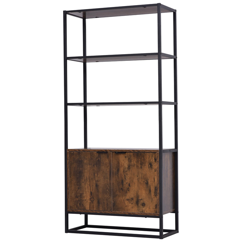 Freestanding Storage Organizer with 3 Open Shelves - Tall Cupboard & Multifunctional Rack for Home Use - Ideal for Living Room, Bedroom, Kitchen in Rustic Brown