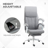 Fabric Reclining Executive Office Chair with Footrest - Adjustable Height, Swivel Wheels, Padded Arms, Grey - Comfort for Professionals at Desks or Workstations
