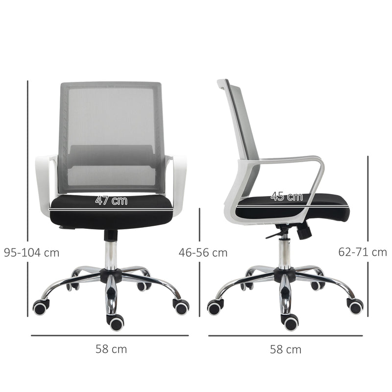 Ergonomic Mesh Desk Chair with Adjustable Height - Breathable Black Office Chair with Armrests and 360° Swivel Castors - Comfortable Seating Solution for Professionals