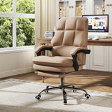 Ergonomic Office Chair PU Leather Adjustable Swivel with Reclining Backrest-Grey