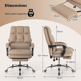 Ergonomic Office Chair PU Leather Adjustable Swivel with Reclining Backrest-Grey