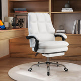 Ergonomic Office Chair PU Leather Adjustable Swivel with Reclining Backrest-Grey