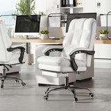 Ergonomic Office Chair PU Leather Adjustable Swivel with Reclining Backrest-Grey