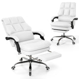 Ergonomic Office Chair PU Leather Adjustable Swivel with Reclining Backrest-Grey