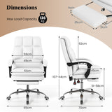 Ergonomic Office Chair PU Leather Adjustable Swivel with Reclining Backrest-Grey