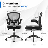 Ergonomic Office Chair Adjustable Swivel - Mesh Task Chair with Flip-Up Armrests - Ideal for Comfort and Adjustability in Office Settings
