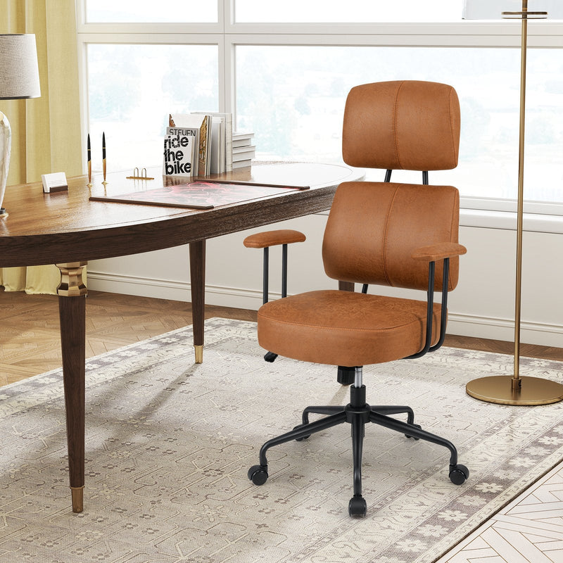 Ergonomic Office Chair with Adjustable Headrest and Spring Cushion Seat-