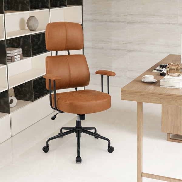 Ergonomic Office Chair with Adjustable Headrest and Spring Cushion Seat-