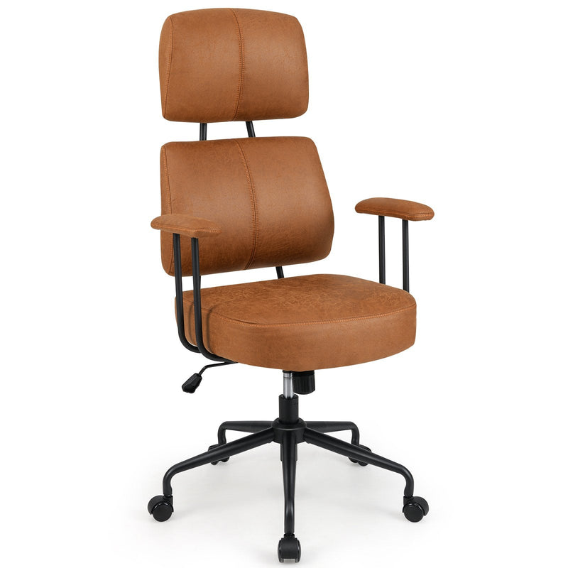 Ergonomic Office Chair with Adjustable Headrest and Spring Cushion Seat-