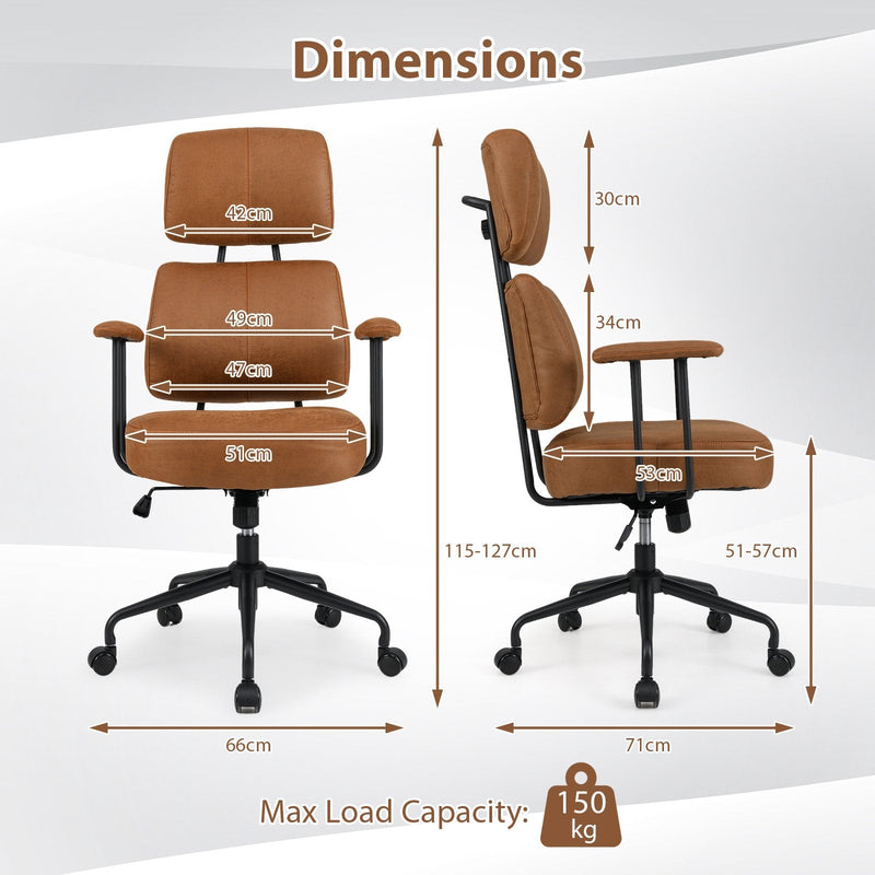 Ergonomic Office Chair with Adjustable Headrest and Spring Cushion Seat-