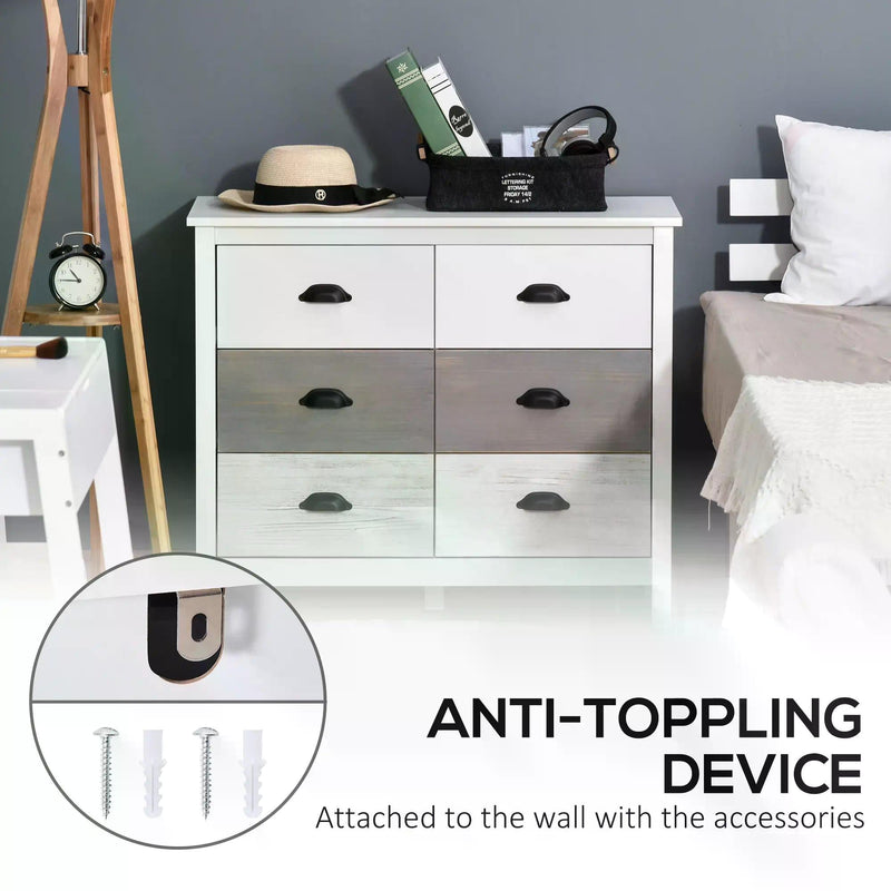 6-Drawer Side Cabinet Home Organizer - Spacious Storage Unit with Round Handles - Perfect for Bedroom & Living Room Organization