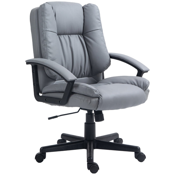 Faux Leather Office Chair - Mid Back, Adjustable Height, Swivel Rolling Wheels Computer Desk Chair - Ideal for Executives and Home Office Comfort