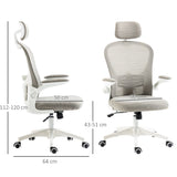 Ergonomic Mesh Office Chair with Lumbar & Headrest Support - Adjustable and Comfortable Seating - Ideal for Prolonged Desk Work, Grey