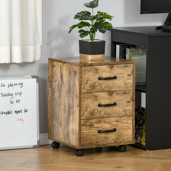 Under Desk Mobile Filing Organizer with 3 Drawers - Rolling File Cabinet for Home Office Organization - Ideal Bedroom Storage Solution