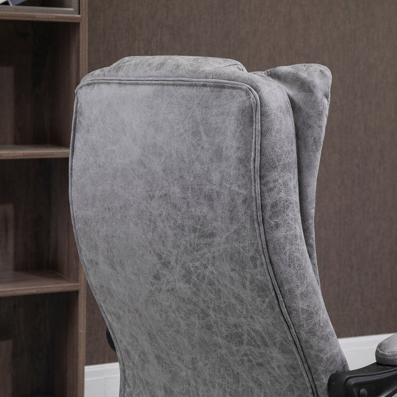 Ergonomic Microfiber Home Office Chair - Reclining Desk Chair with Armrests, Swivel Base & Footrest in Grey - Comfort Seating for Work from Home Professionals