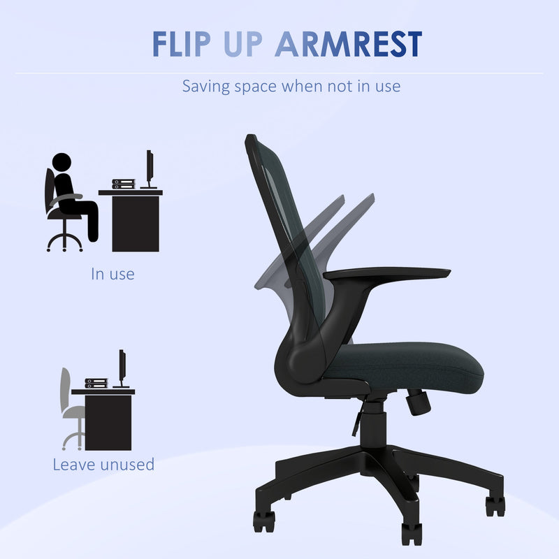 Ergonomic Mesh Office Chair with Flip-Up Armrests - Lumbar Support and Swivel Wheels for Comfortable Seating - Ideal for Home and Office Use