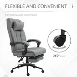 Ergonomic Office Chair with Footrest - Adjustable Armrests, Lumbar Support & Headrest in Light Grey - Ideal for Extended Desk Work & Improved Posture