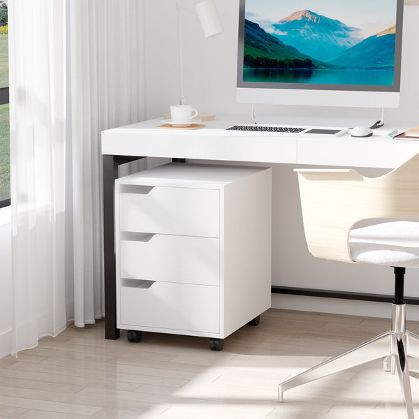 3-Drawer Mobile File Cabinet - Vertical Filing Storage on Wheels, Space-Saving Home Office Organizer - Ideal for Personal Documents & Office Supplies