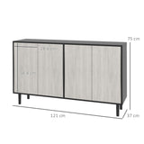 Adjustable Shelving Sideboard - Living Room Storage Cabinet with 4 Doors and Pine Legs - Elegant Organization Solution for Home Spaces