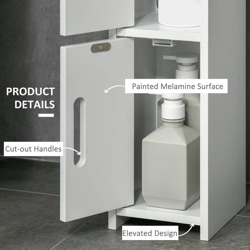 Freestanding Tall Bathroom Storage Cabinet - Modern Organizer with Open Shelves & 3 Cupboards - Ideal for Bedroom, Hallway & Bathroom Clutter Control