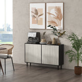 Adjustable Shelving Sideboard - Living Room Storage Cabinet with 4 Doors and Pine Legs - Elegant Organization Solution for Home Spaces