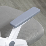 Ergonomic Grey Mesh Office Chair - Lumbar Support, Flip-up Armrests, Swivel Wheels, Adjustable Height - Comfortable Seating for Desk Work and Home Office